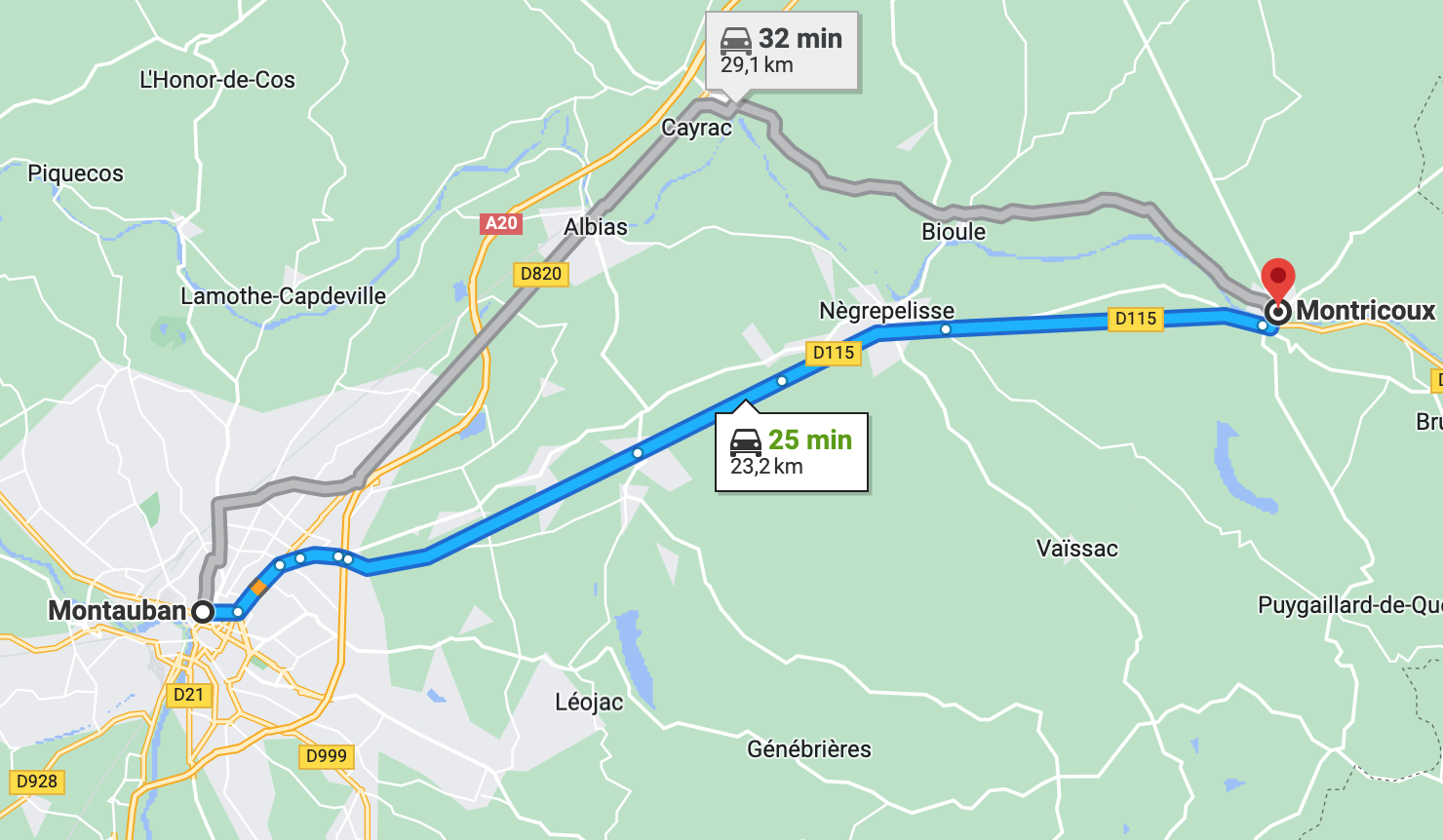 Parcours Montauban-Montricoux